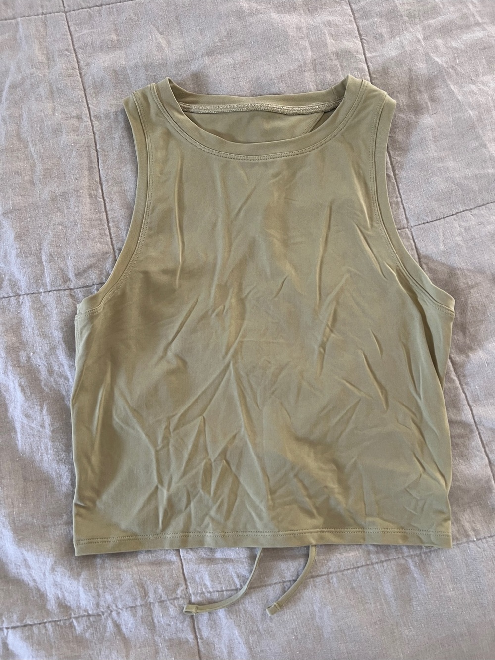 Lululemon - Sleeveless Olive Drawstring Tank Top -  Everyday Essential